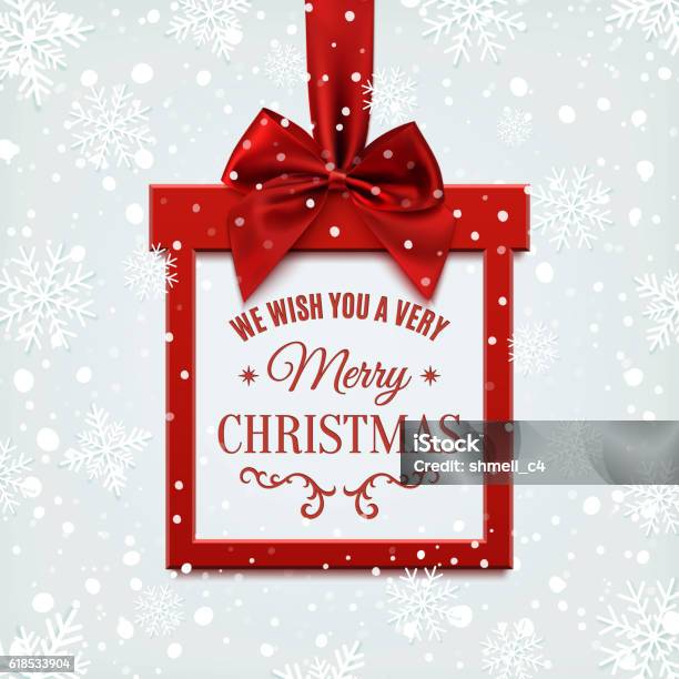 We Wish You A Very Merry Christmas Square Banner Stock Illustration - Download Image Now - Christmas Present, Picture Frame, Label