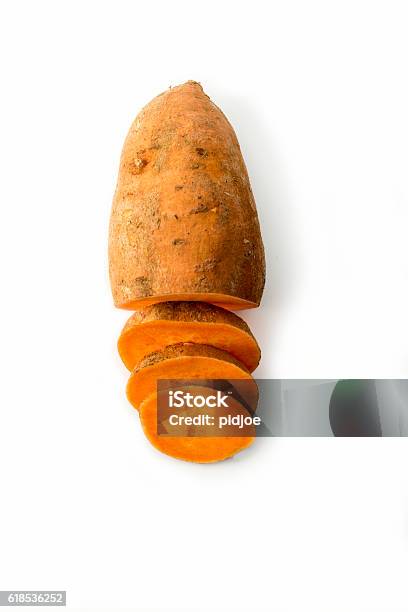 Sweet Potato Isolated On White Studio Background Stock Photo - Download Image Now - Sweet Potato, Cut Out, High Angle View