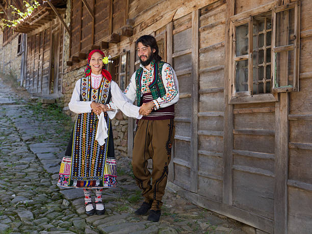 istock Happy Bulgarian couple dancing 618536460