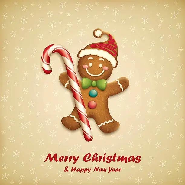 Vector illustration of Gingerbread Man with Christmas Candy