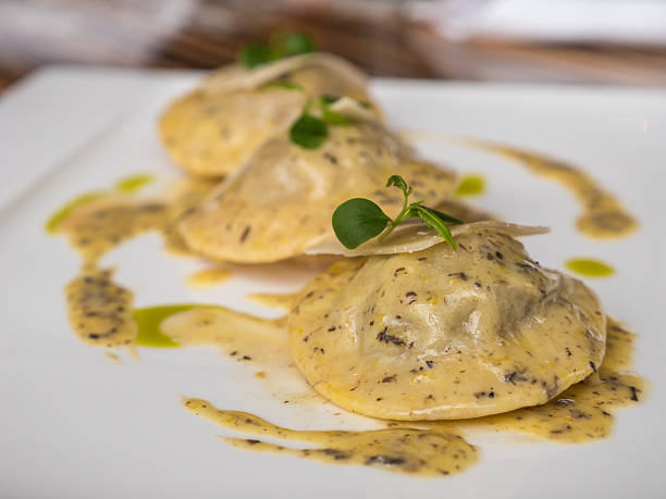 Truffle ravioli stock photo