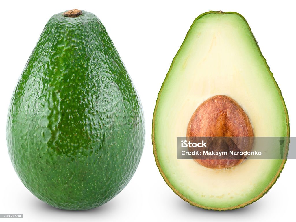 avocado Avocado cut in half  isolated on white Avocado Stock Photo