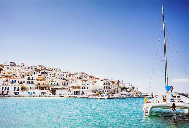 Batsi town, Andros island, Greece View on the Batsi town, Andros island, Greece andros island stock pictures, royalty-free photos & images