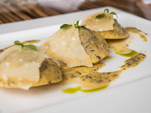 Truffle ravioli stock photo