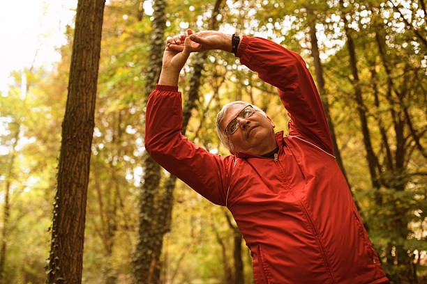 istock Senior man exercising in the park. 618542522