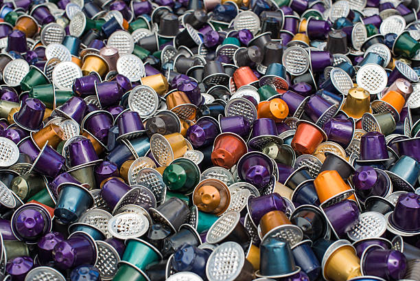 Pile of Used Coffee Pods stock photo