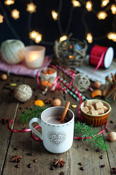 Christmas cup of coffee stock photo