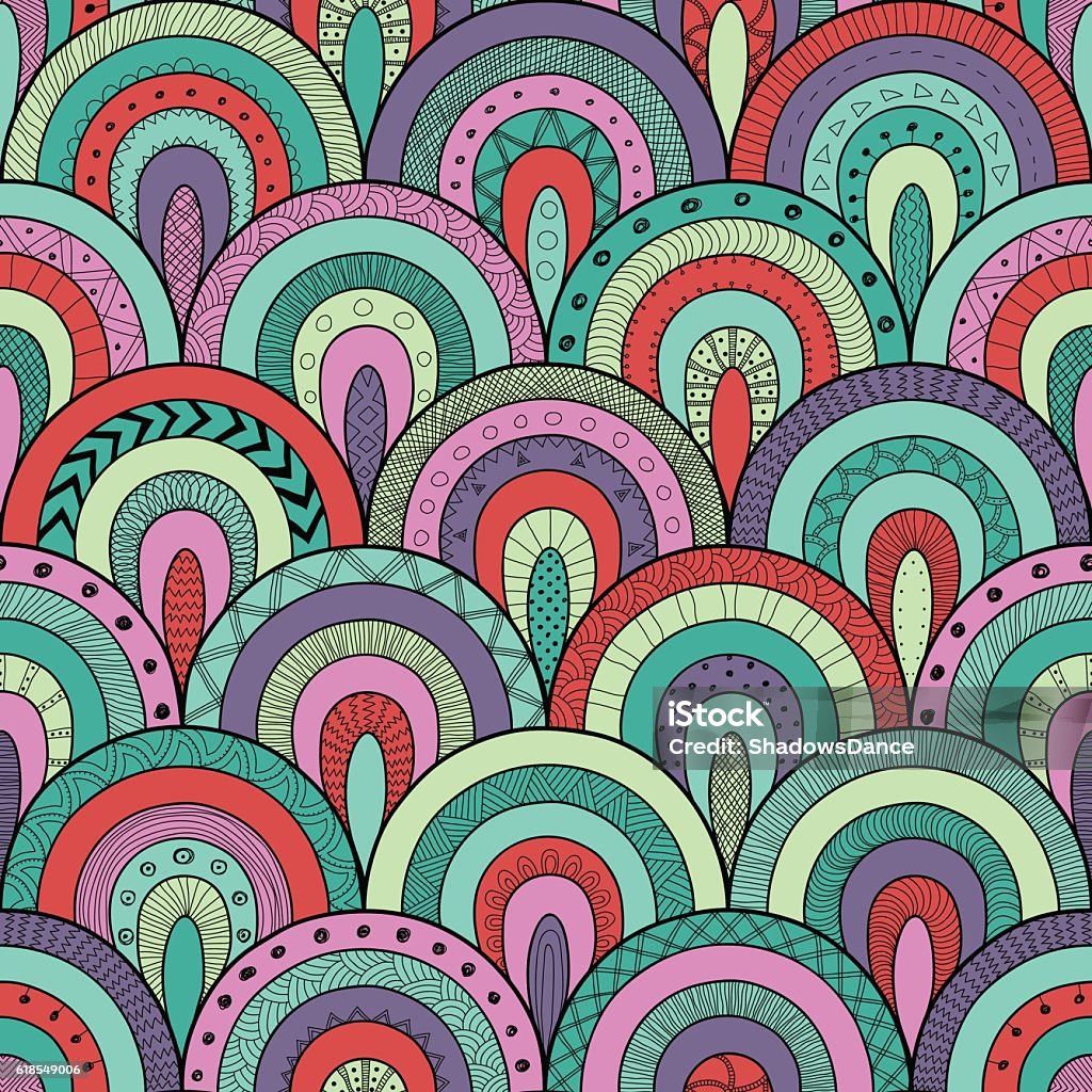 Worktribe Pattern Tribal Loop Seamless Pattern Ethnic Patchwork Style Round Tiles Stock ...
