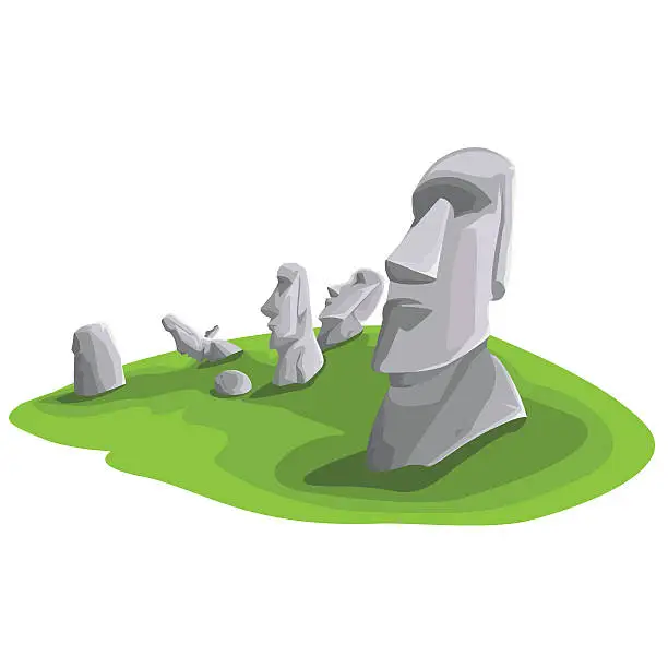 Vector illustration of Moai statue flat design landmark illustration vector cartoon.