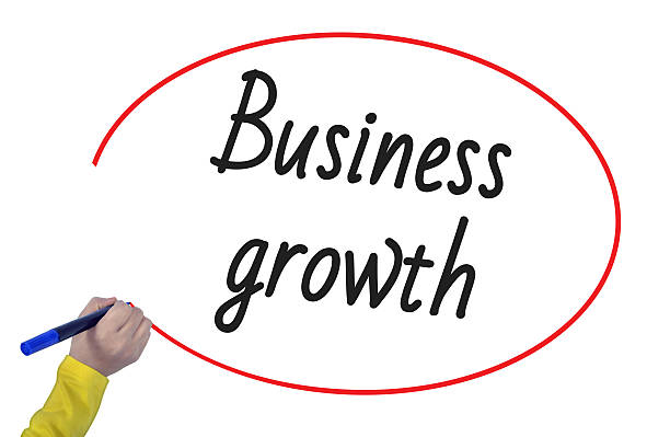 istock Woman hand writing business growth with marker 618552178