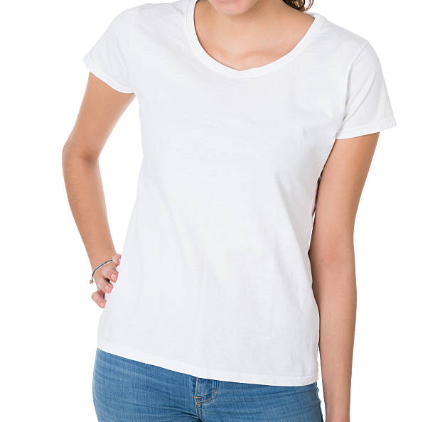 istock Midsection Of Woman Wearing Blank White Tshirt 618554458