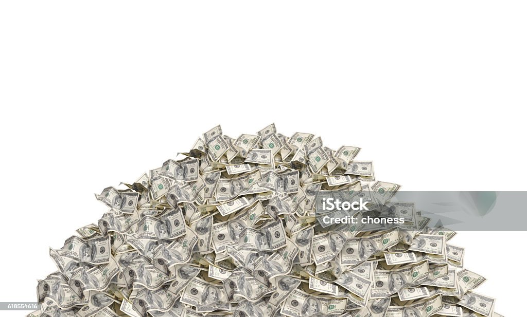 Pile with dollar bills Pile with american hundred dollar bills isolated on white background Stack Stock Photo