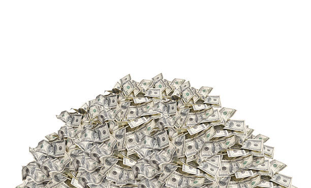 Pile with dollar bills Pile with american hundred dollar bills isolated on white background bundle photos stock pictures, royalty-free photos & images