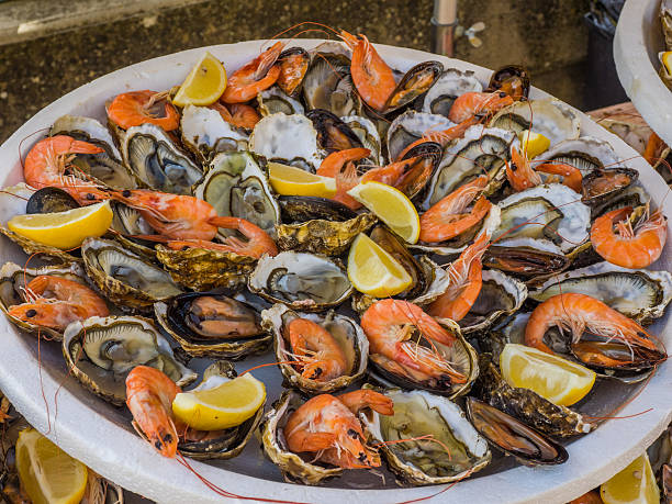 istock Seafood platter of shrimp and oysters 618554660