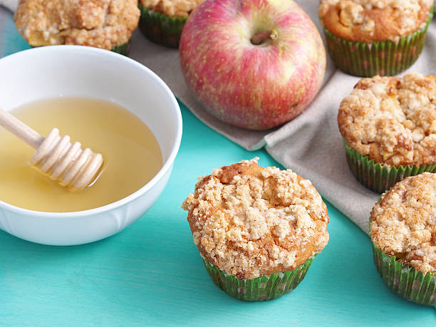 istock Home made apple muffins with streusel 618554896