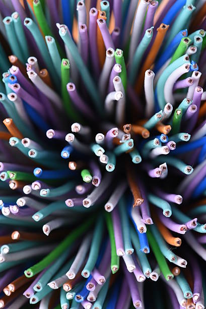 istock Group of colorful electric cables 618555816