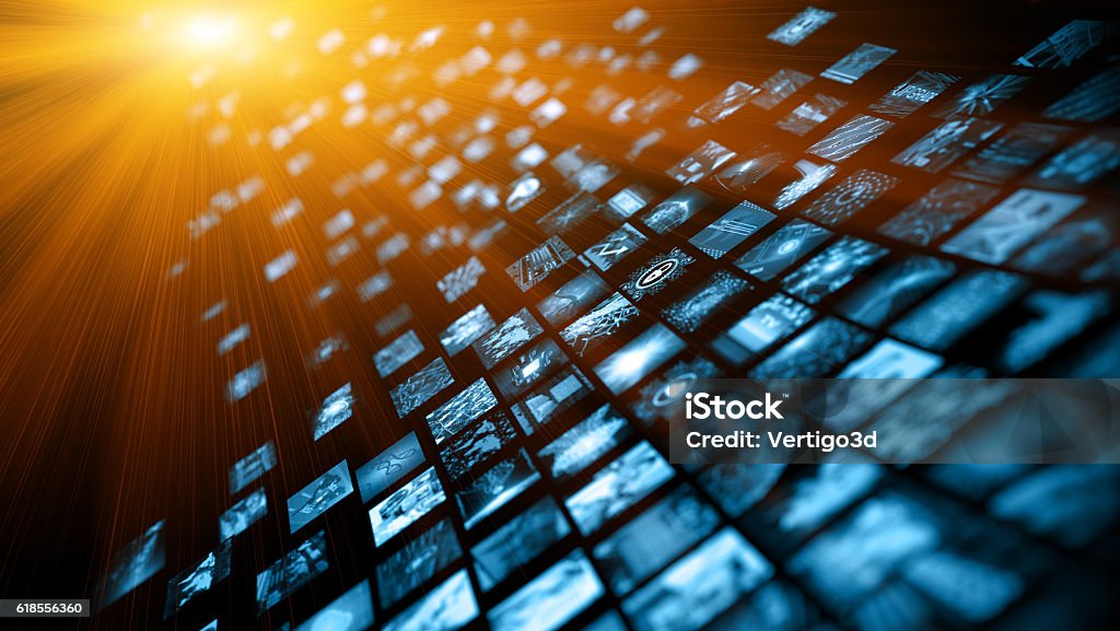 Media concept smart TV Digital Media concept Wall of screens smart TV The Media Stock Photo