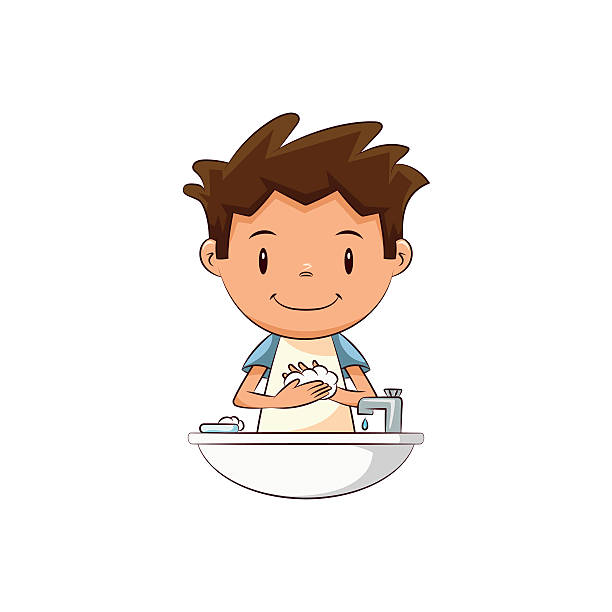 mycie rąk dziecka - wash bowl stock illustrations