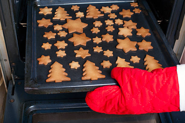 Fresh Christmas gingerbread cookies straight from the oven