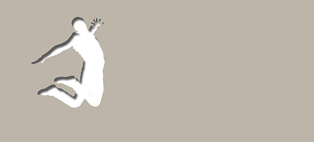 istock Postcard with the image of a jumping man. 618609212