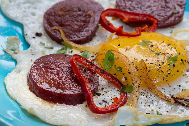 istock Sucuk turkish garlic sausage with egg 618609318