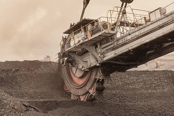 istock Giant bucket wheel excavator for digging the brown coal 618612846