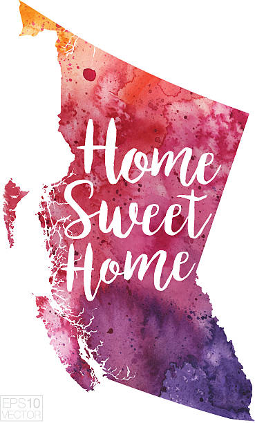 istock Home Sweet Home Vector Watercolor Map of British Columbia 618613264