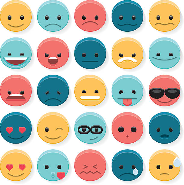 3d emoji A set of 25 flat 3d emoji. emoji original stock illustrations