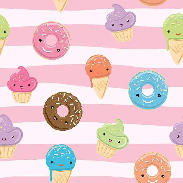 Vector illustration of Cute seamless pattern with sweets