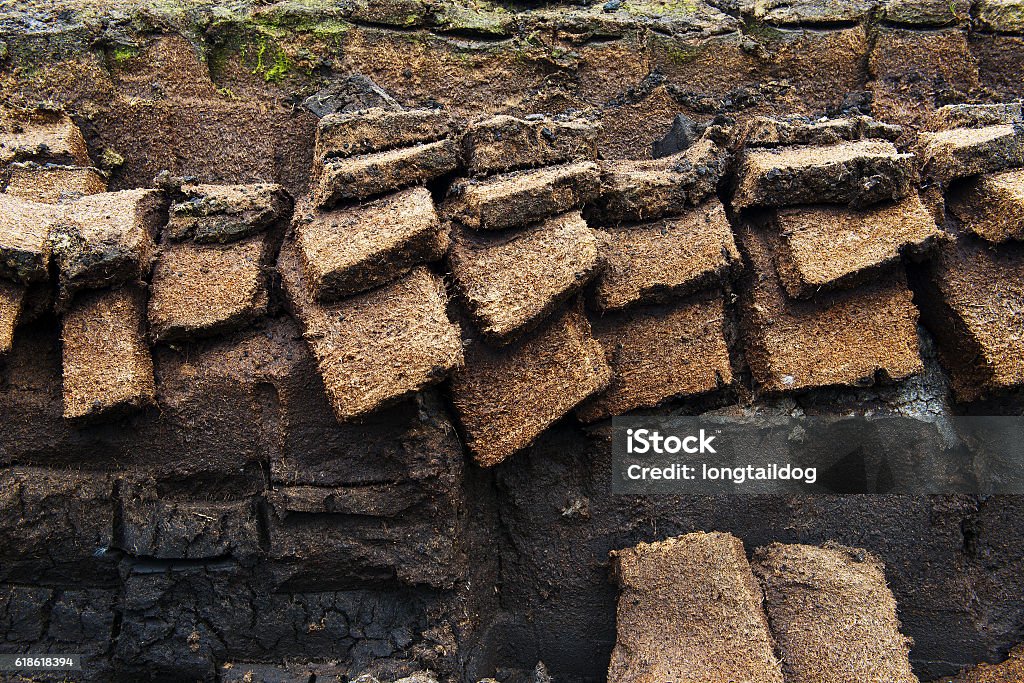 Peat excavation Peat excavation on Skye island, Scotland Peat Stock Photo