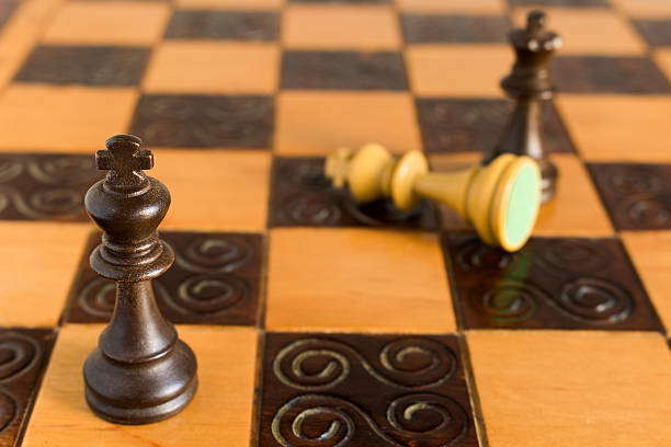 istock Chess photographed on a chessboard 618620322