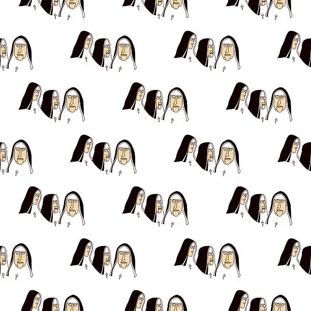 Vector illustration of Nuns Seamless Pattern