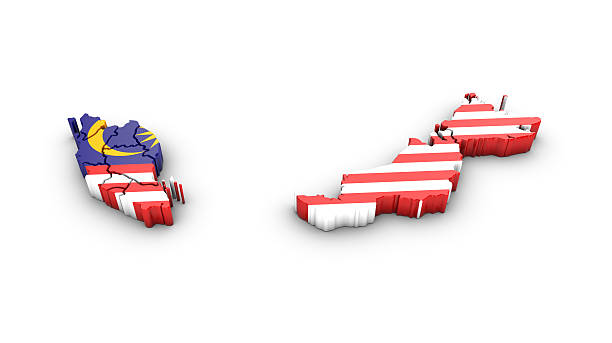 istock Map of Malaysia with flag on a white background. 618622596