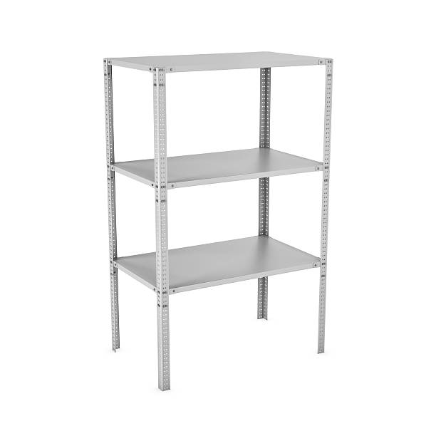 istock Rendering of three-storey light metal rack isolated on the 618623178