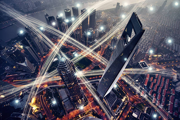 Shanghai city network technology stock photo