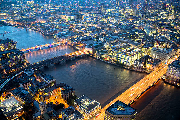 istock London Illuminated at Dusk, Aerial View 618624928
