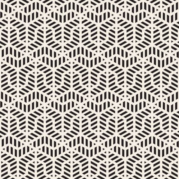 Vector Seamless Black And White Geometric Grid Pattern Vector Seamless Black And White Grid Pattern. Abstract Geometric Background Design interlace format stock illustrations