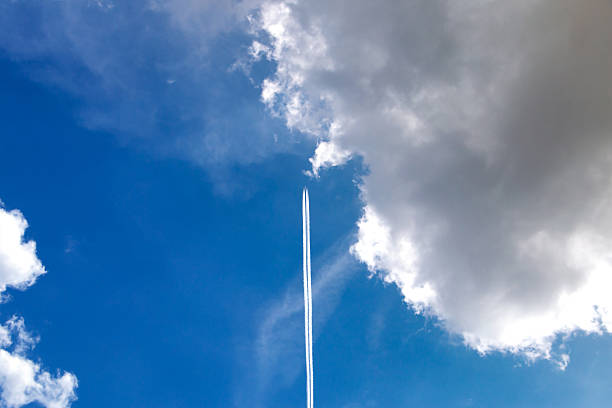 istock the plane flies across the sky 618626422