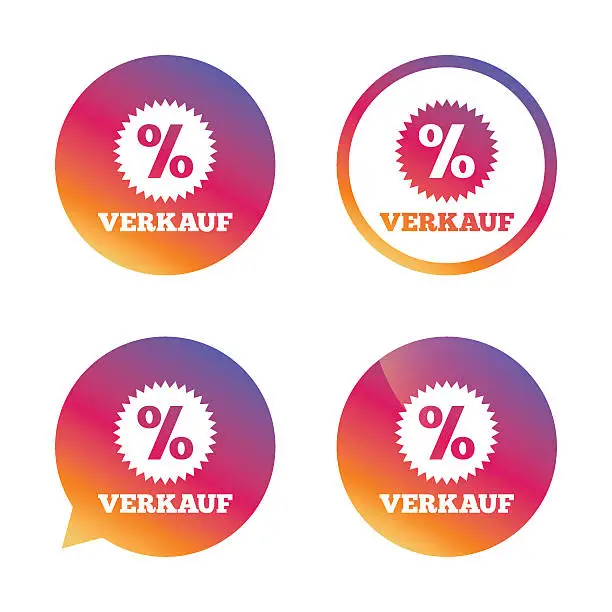 Vector illustration of Verkauf - Sale in German sign icon. Star.