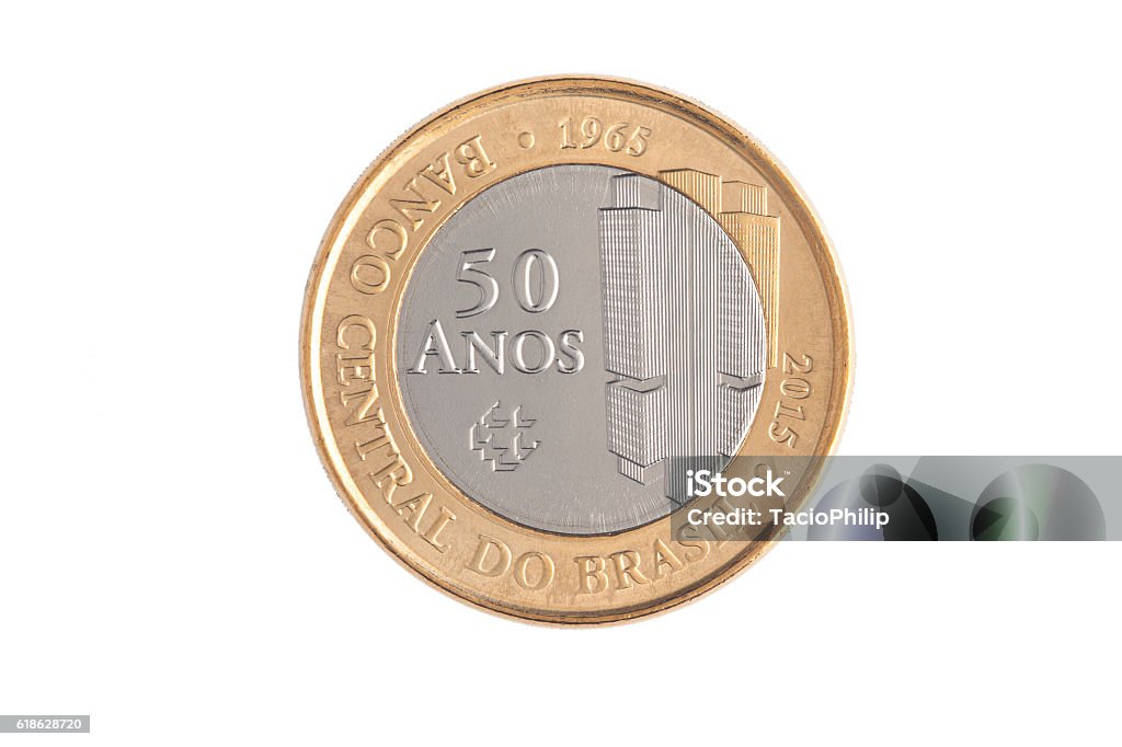 Brazilian "1 Real" coin Brazil Stock Photo