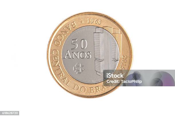 Brazilian 1 Real Coin Stock Photo - Download Image Now - Brazil, Close-up, Coin