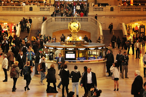 New York, USA - October12, 2012: Interior of Grand Central Station in New York. The terminal is the largest train station in the world by number of platforms having 44 in New York 12 October, 2012