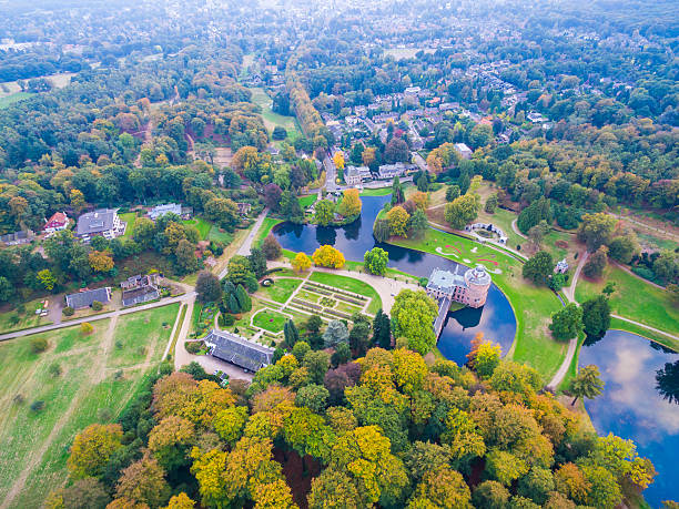 istock Aerial forest and fields view in Netherlands at autumn season 618631218
