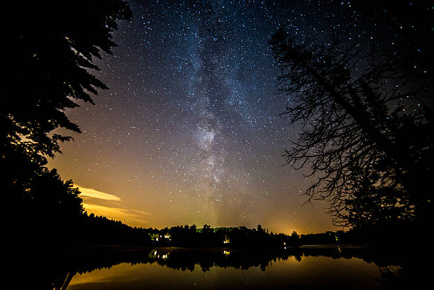 istock Milky way over a lake during the summer 618635034
