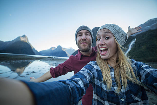istock Selfie of young couple hiking 618636680