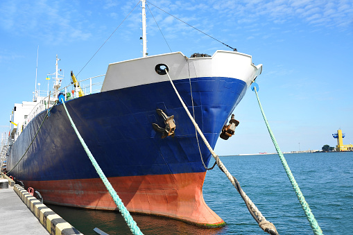 Bulk carrier ship in port of Odessa, Ukraine