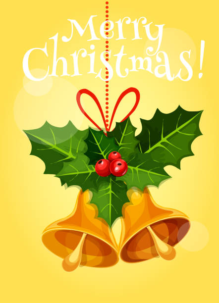 istock Christmas bell with holly berry and red ribbon 618638078