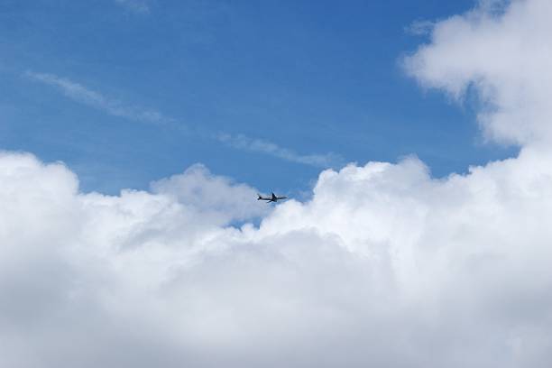 Free Stock Photo of Plane Flying Through Cloudy Blue Sky | Download ...