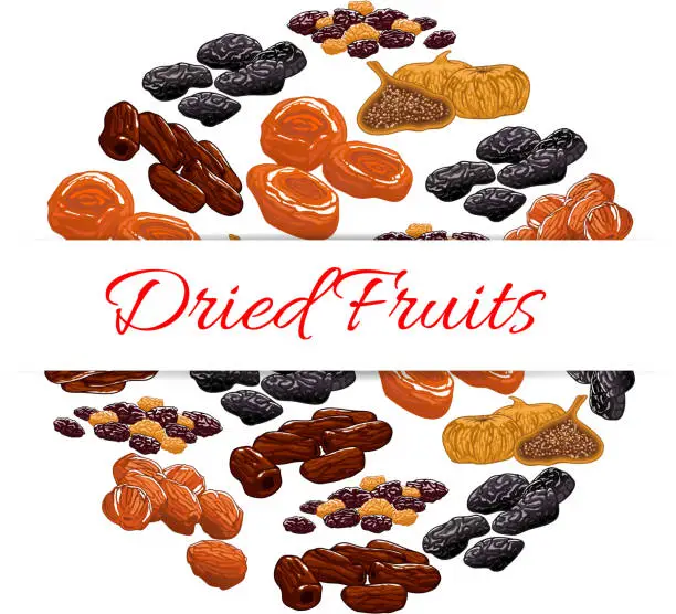 Vector illustration of Dried fruits product emblem