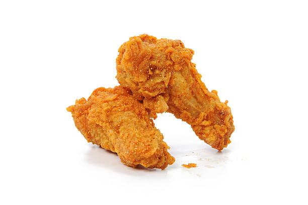 istock Spicy fried chicken isolated white background 618640886